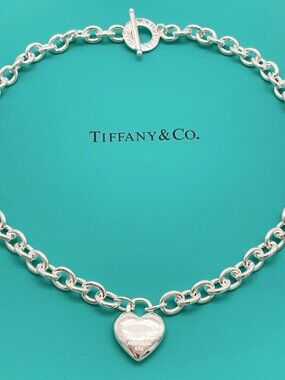 Tiffany & Co. Style Silver Smooth Heart Necklace